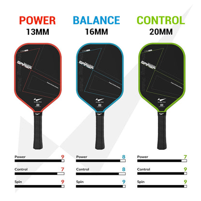 Grasp pickleball paddles 3 Warping Point red 13mm Power blue 16mm Balance green 20mm Control on Tampa Home & Garden Store
