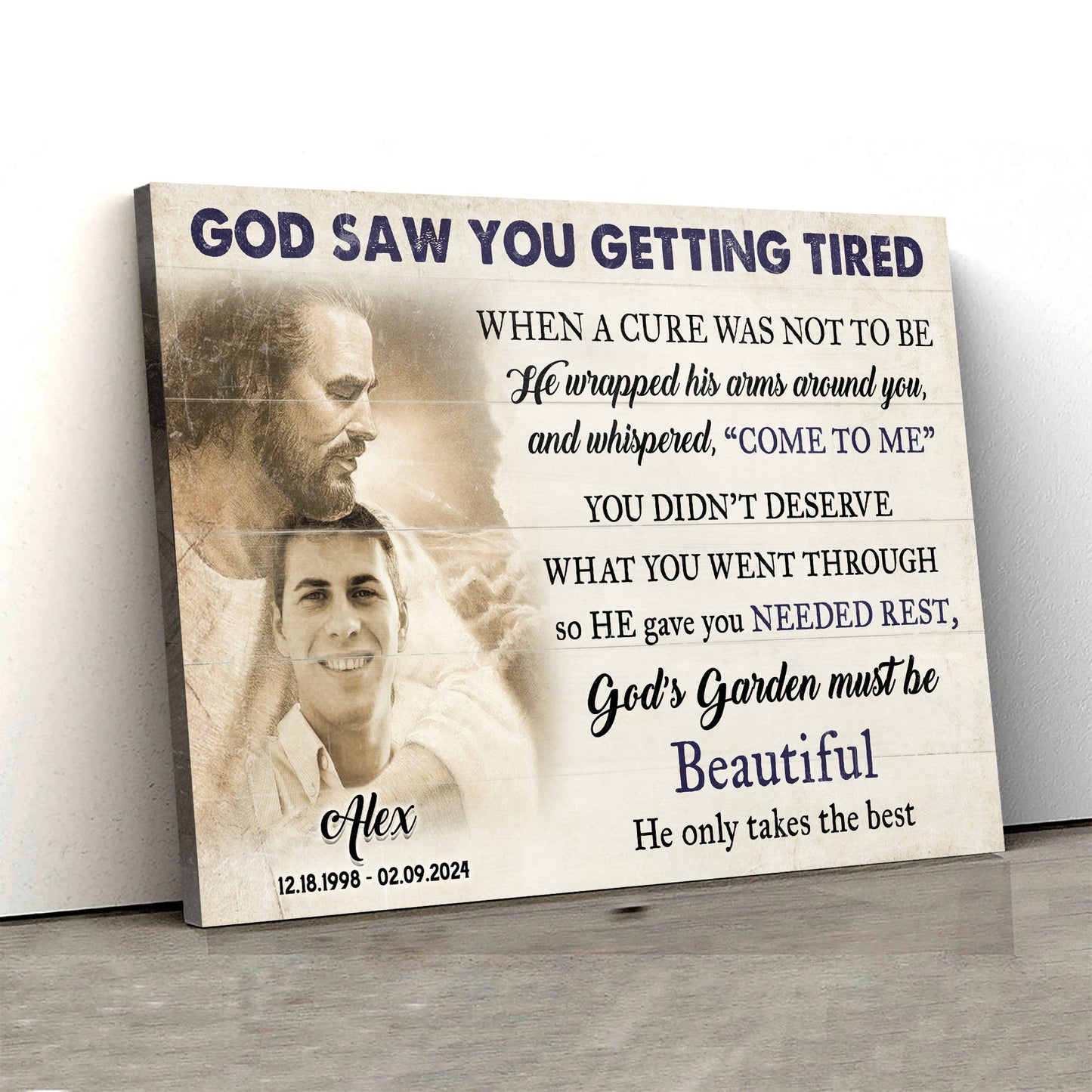 Personalized God Saw You Getting Tired II canvas memorial sign portraits Tailored Canvases on Tampa Home & Garden Store