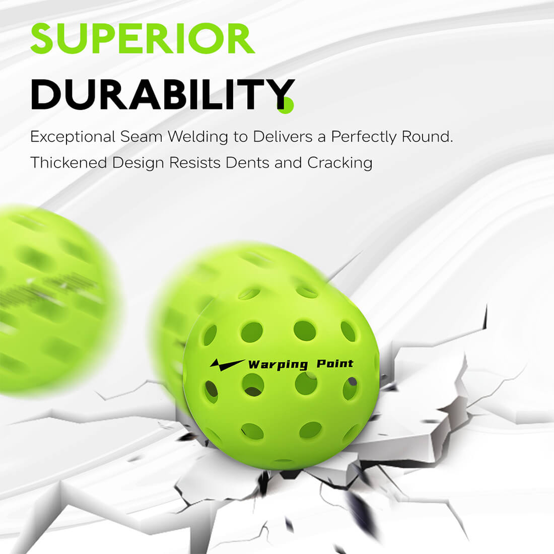 Outdoor Practice Pickleballs - Green by Warping Point, perforated lime balls (2) on Tampa Home & Garden Store