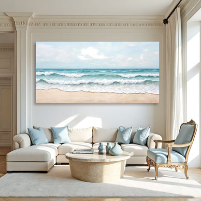 Serene Ocean Wave Coastal Wall Art canvas by Tailored Canvases in ocean blue tones on Tampa Home & Garden Store
