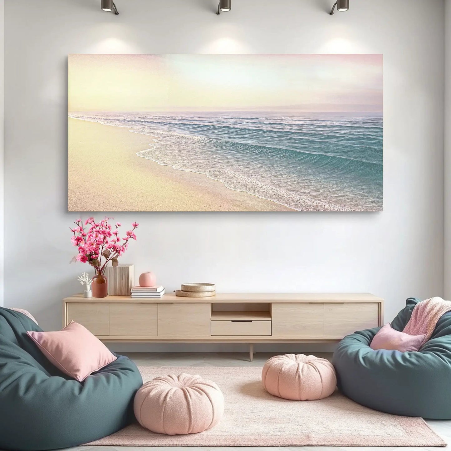 Beachside Bliss Coastal Wall Art canvas by Tailored Canvases, pastel sunset beach scene on Tampa Home & Garden Store
