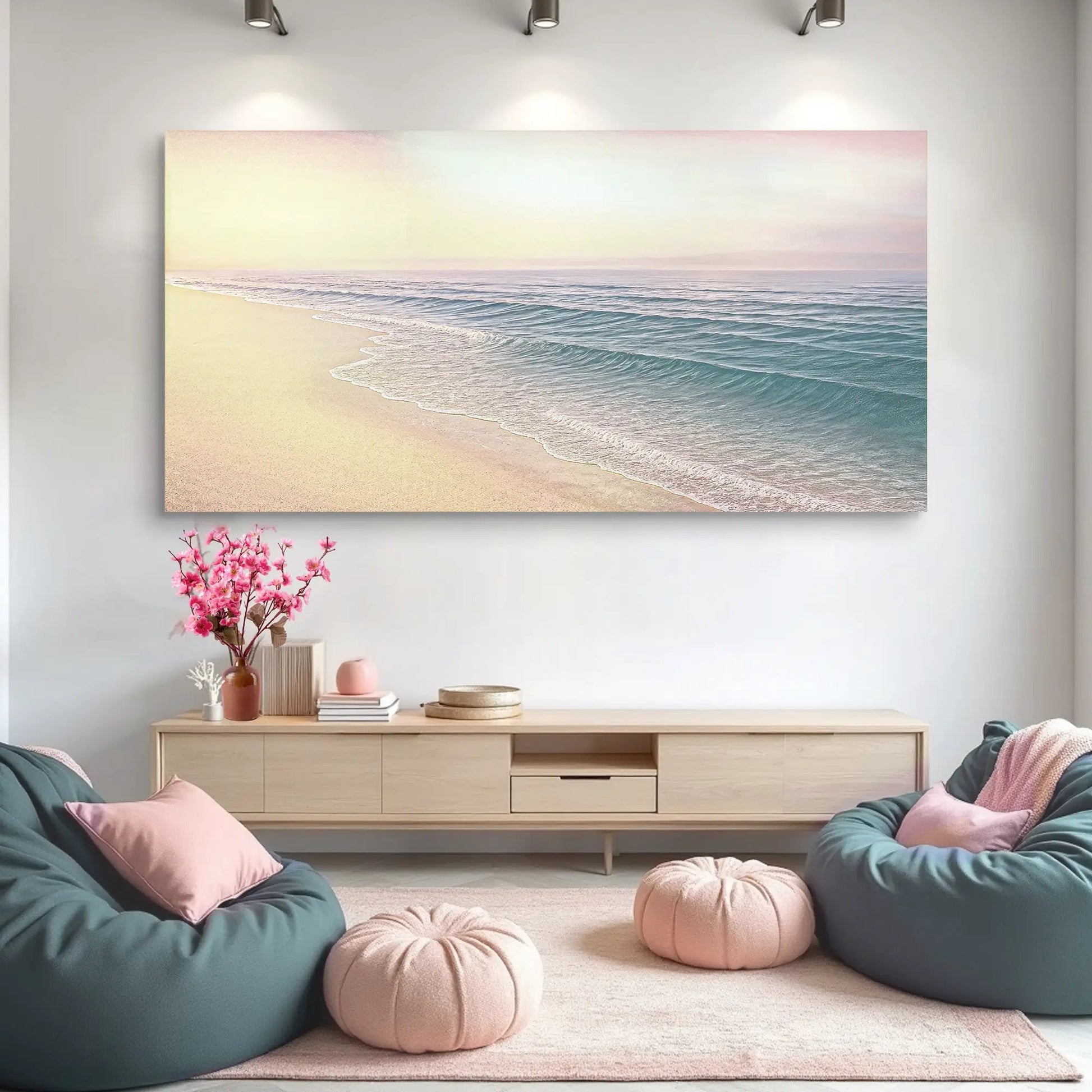 Beachside Bliss Coastal Wall Art canvas by Tailored Canvases, pastel sunset beach scene on Tampa Home & Garden Store
