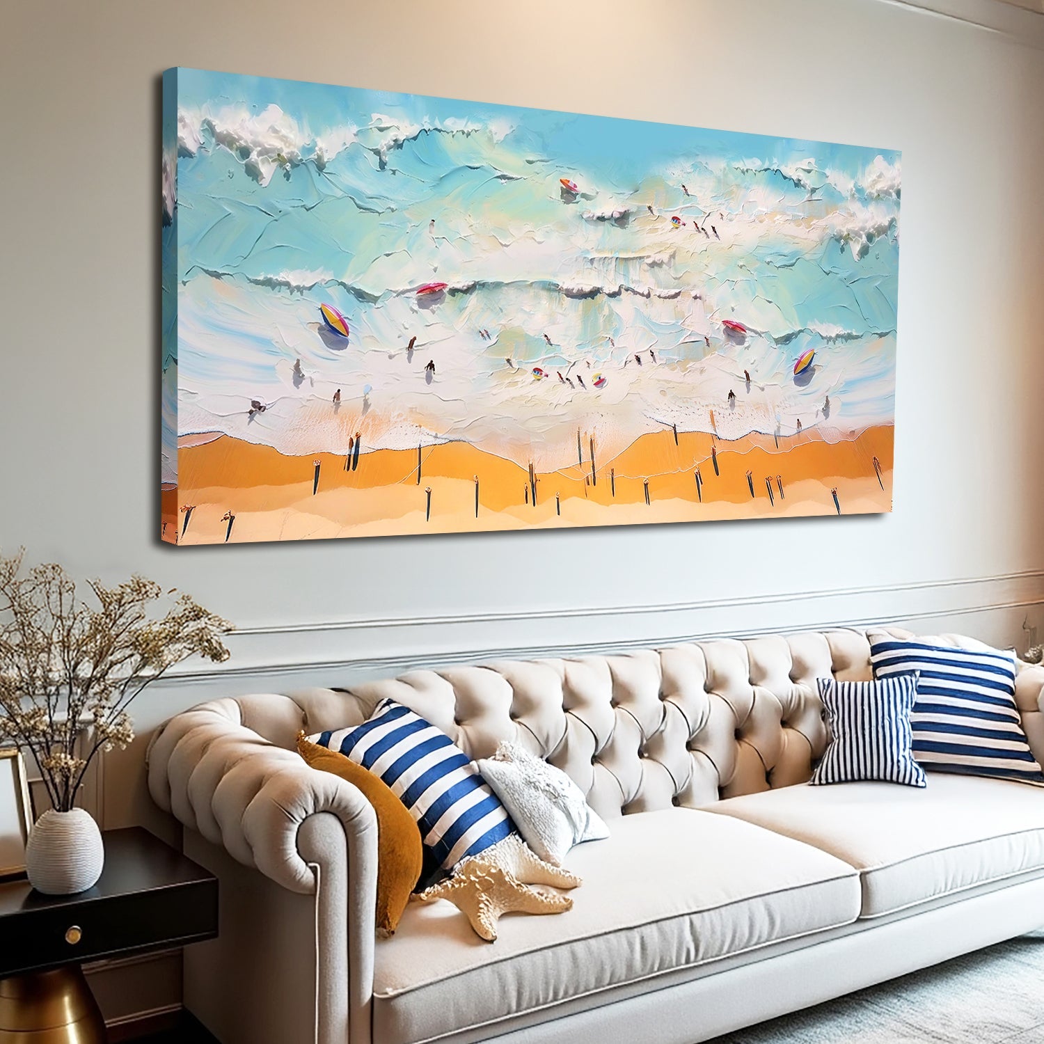 Beach Days Wall Art VI canvas by Tailored Canvases; vibrant blue ocean, sandy shore on Tampa Home & Garden Store