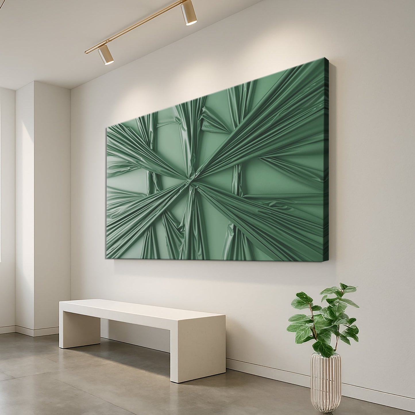 Modern Abstract Minimalist Wall Art VI canvas in green with folded texture on Tampa Home & Garden Store