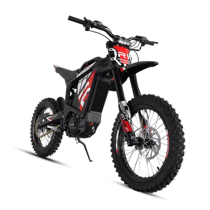 R1-17 electric dirt bike by EUNORAU E-BIKE US, red and black e-motorcycle with knobby tires on Tampa Home & Garden Store