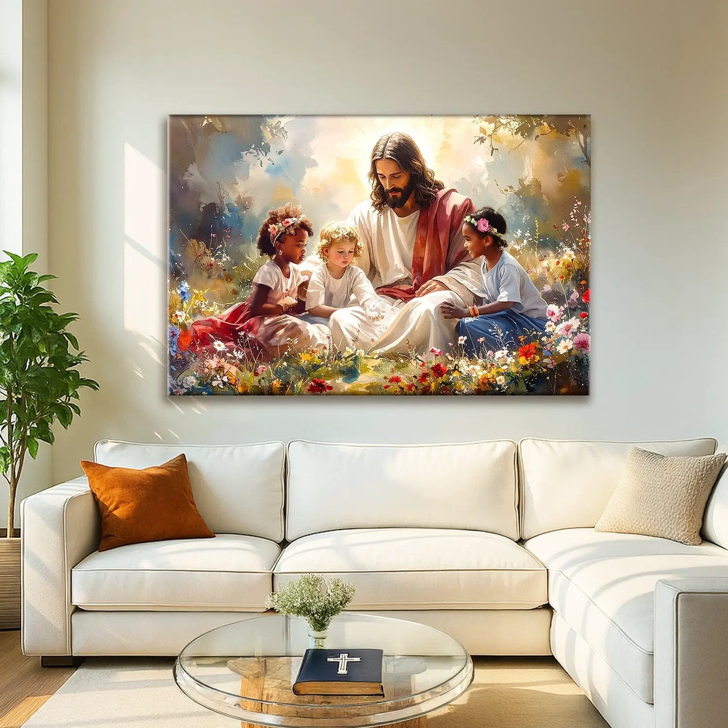 Jesus With Children Faith Wall Art VI canvas, colorful scene with Jesus and children on Tampa Home & Garden Store