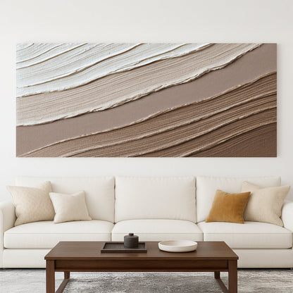 Minimalist Wall Art II canvas with cream, taupe and brown layered brush strokes for neutral decor on Tampa Home & Garden Store