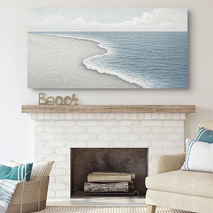 Abstract Beach Shore Wall Art canvas by Tailored Canvases in blue ocean tones on Tampa Home & Garden Store