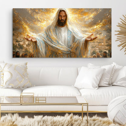 Creator Faith Wall Art canvas by Tailored Canvases, Jesus portrait in white with glow on Tampa Home & Garden Store