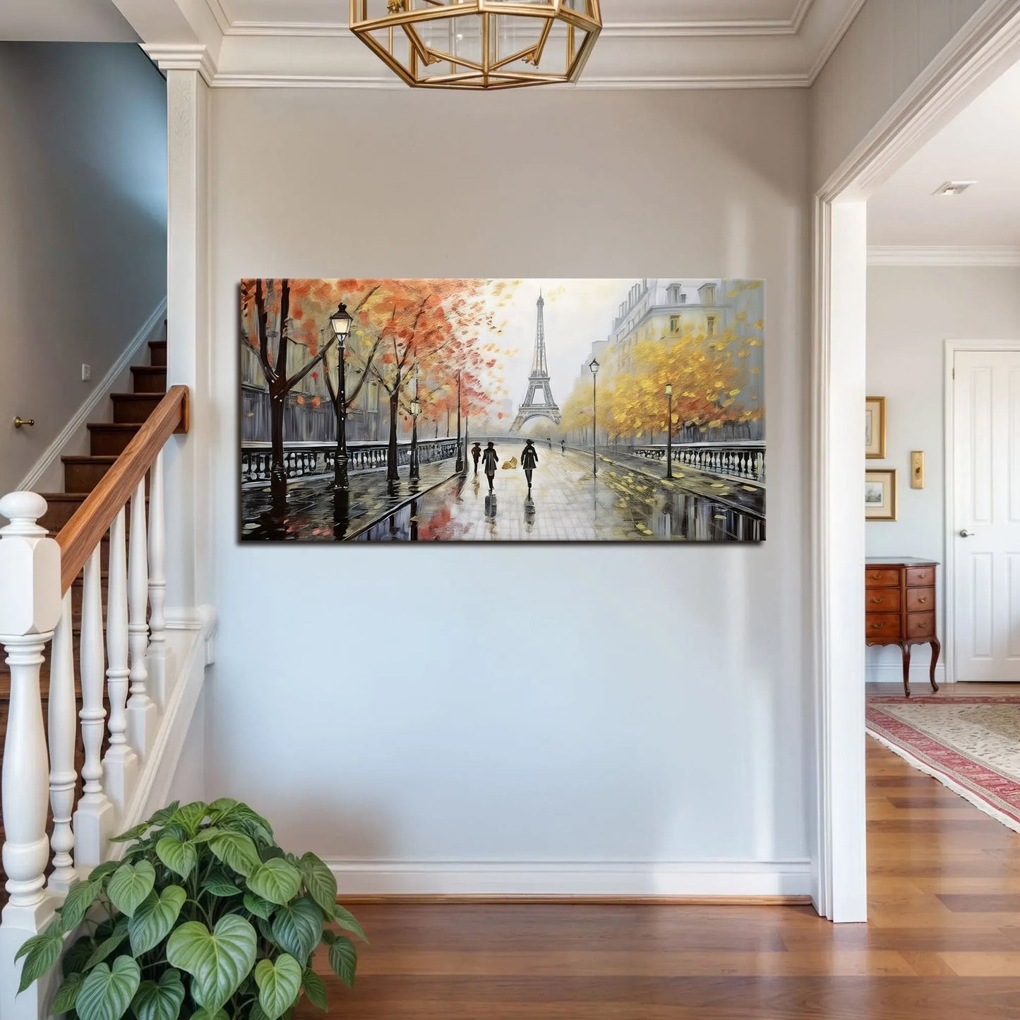Parisian Rain Cityscape Canvas by Tailored Canvases, Paris street scene with Eiffel Tower on Tampa Home & Garden Store