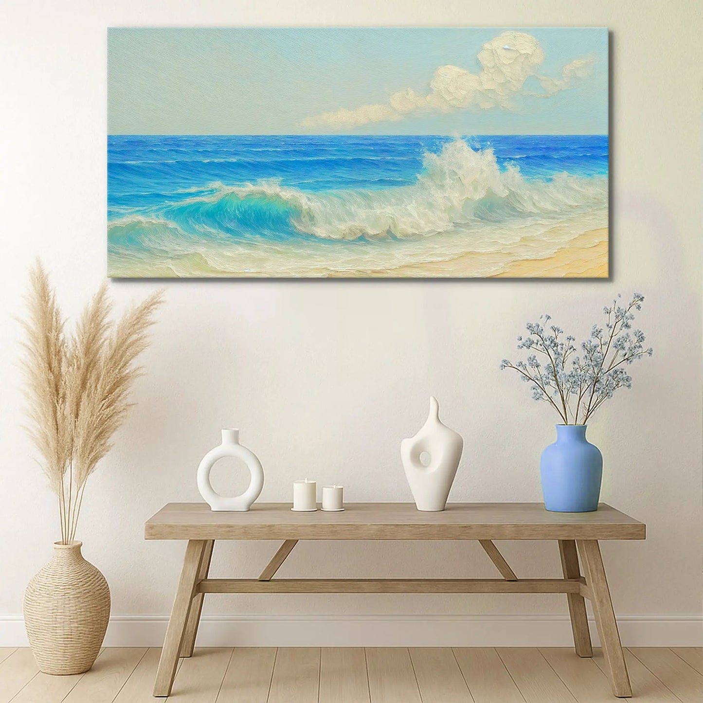 Serene Ocean Wave Coastal Wall Art Canvas