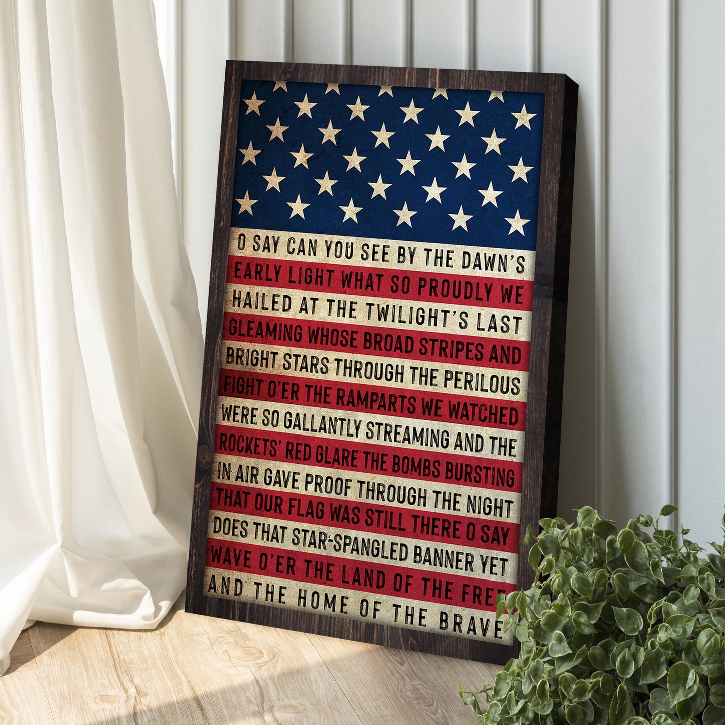 American Anthem Sign II canvas by Tailored Canvases art with blue stars and red stripes on Tampa Home & Garden Store