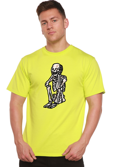 Sad Skeleton unisex graphic tee lime bamboo viscose/organic cotton short sleeve by Spun Bamboo on Tampa Home & Garden Store