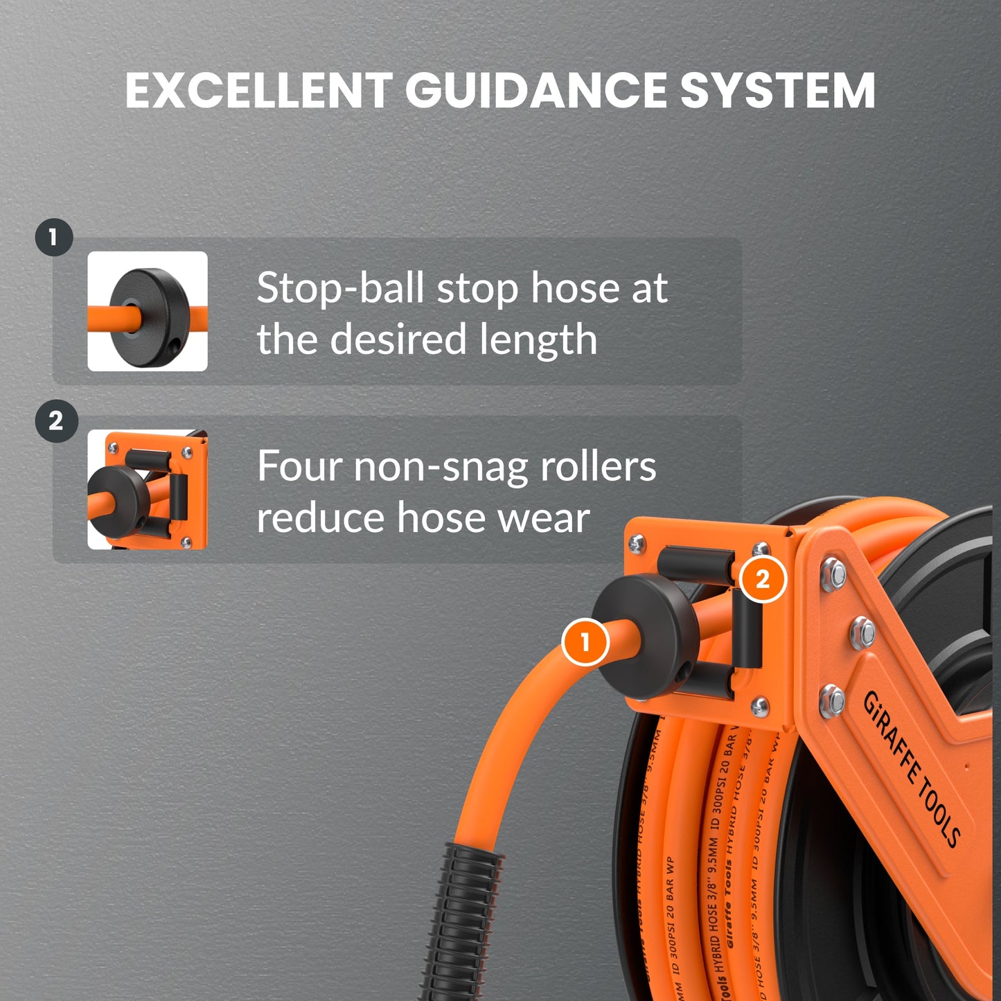 Enrouleur de tuyau d'air rétractable - Enrouleur en acier allié - 3/8 po