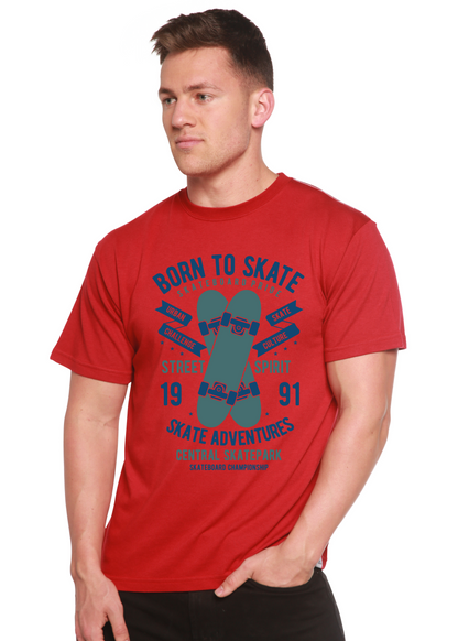Born To Skate men's bamboo viscose/organic cotton graphic tee red with skateboard print on Tampa Home & Garden Store