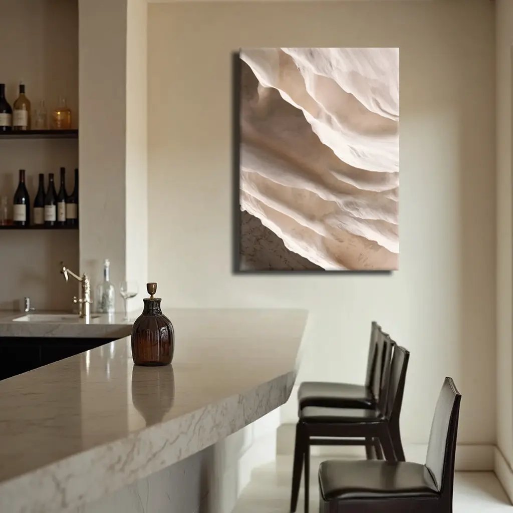 Light Neutral Impasto Wall Art canvas by Tailored Canvases on a marble countertop on Tampa Home & Garden Store