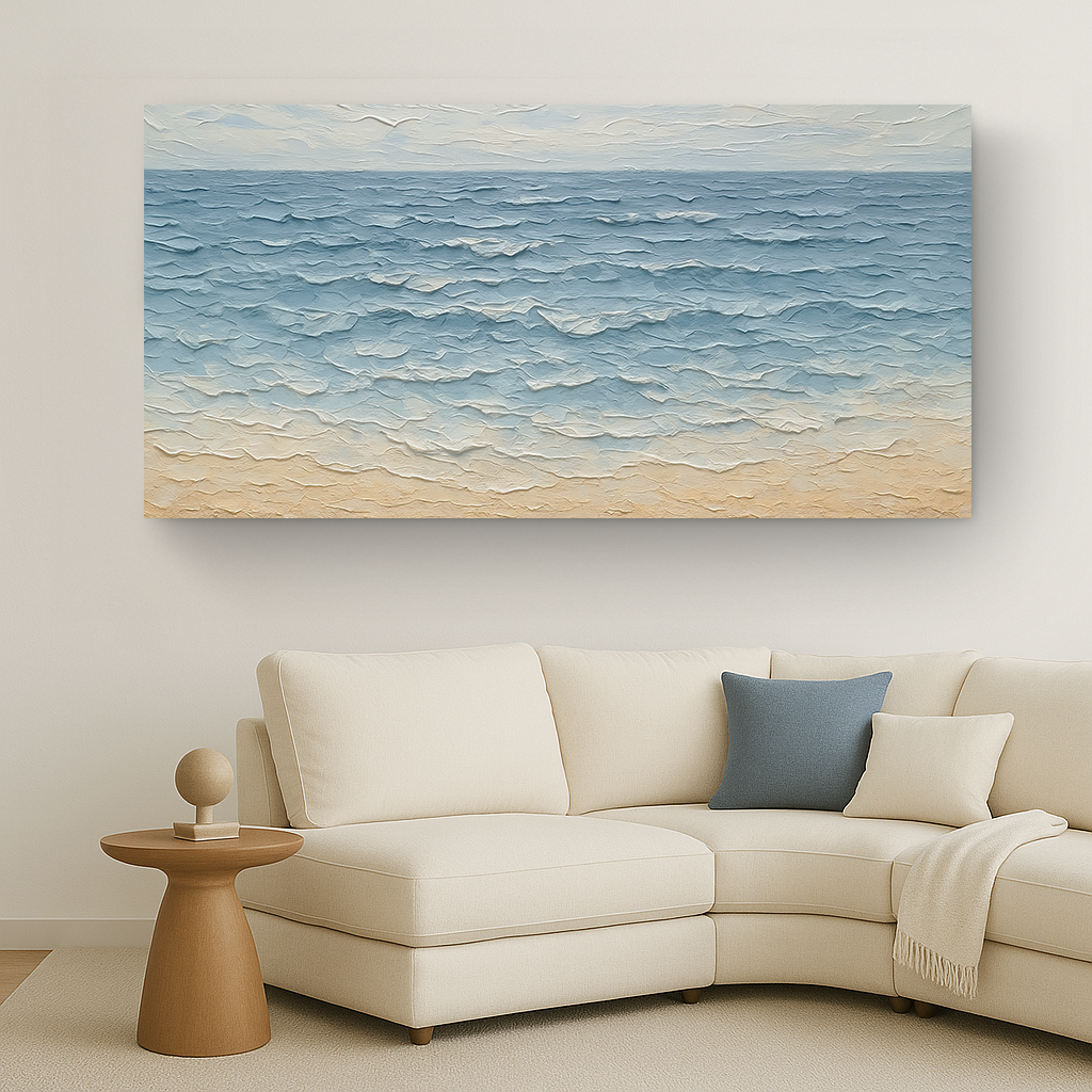Serene Ocean Wave Coastal Wall Art VI canvas by Tailored Canvases; textured ocean blues on Tampa Home & Garden Store