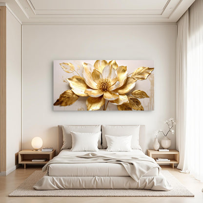 Golden Dandelion Minimalist Abstract Wall Art VIII canvas with gilded gold petals on Tampa Home & Garden Store