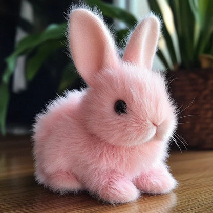 Interactive Moving Bunny Toy pink fluffy plush stuffed animal with black eyes on Tampa Home & Garden Store