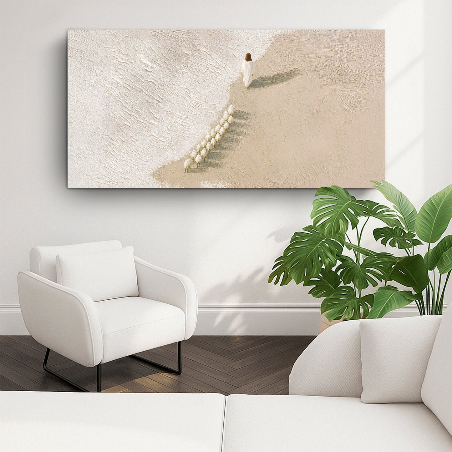 Jesus The Flock of Sheep Faith Wall Art canvas Tailored Canvases desert figure and sheep on Tampa Home & Garden Store