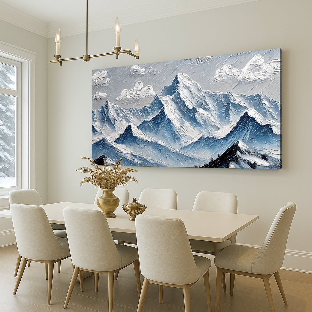 Mountain Minimalist Wall Art canvas by Tailored Canvases in blue-gray mountain range on Tampa Home & Garden Store