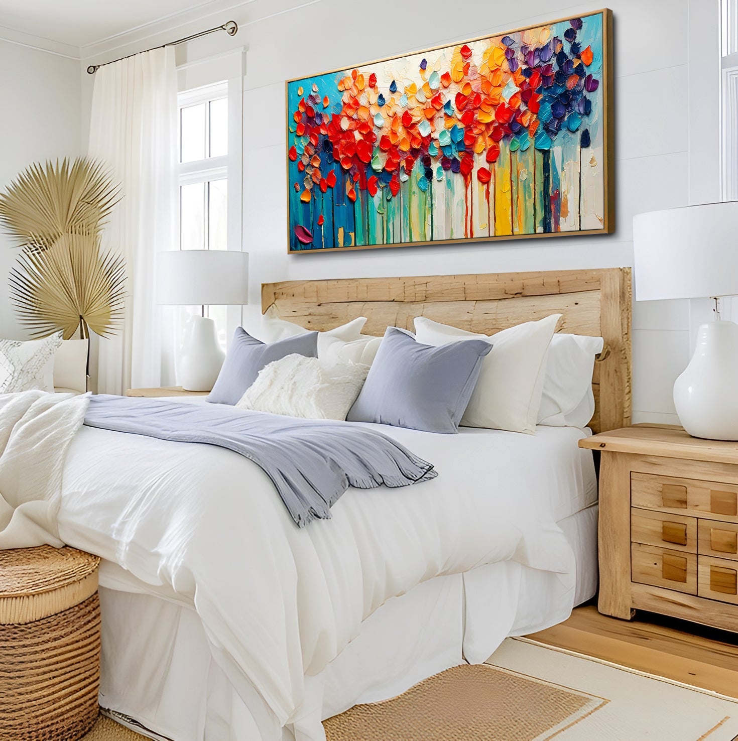 Colorful Petals Wall Art canvas by Tailored Canvases, multicolor petals on a wood-framed canvas on Tampa Home & Garden Store