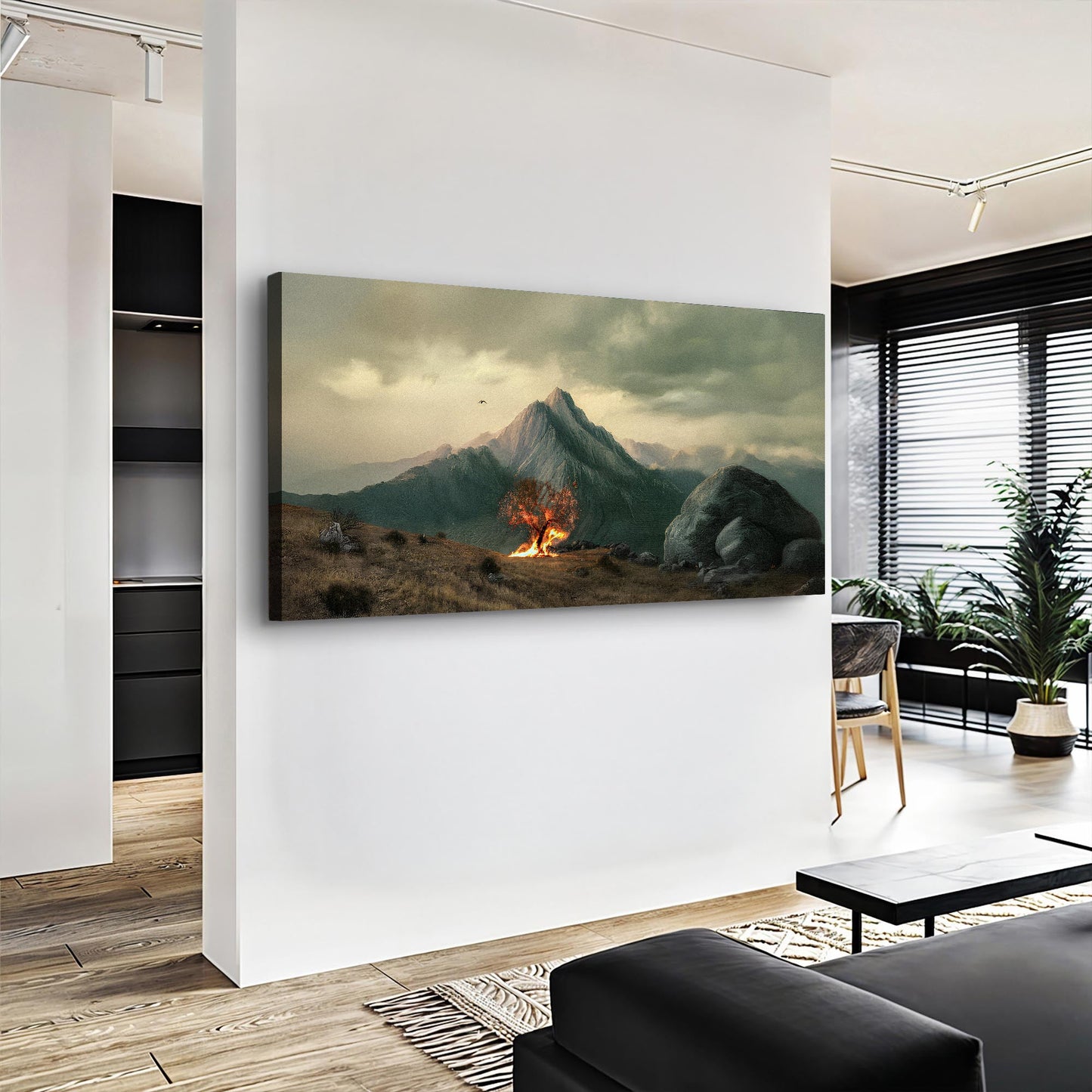 Burning Bush Faith Wall Art IV canvas print with mountain landscape and glowing foreground on Tampa Home & Garden Store