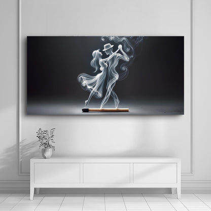 Modern Abstract Couple Dance canvas by Tailored Canvases with smoky white silhouettes on Tampa Home & Garden Store