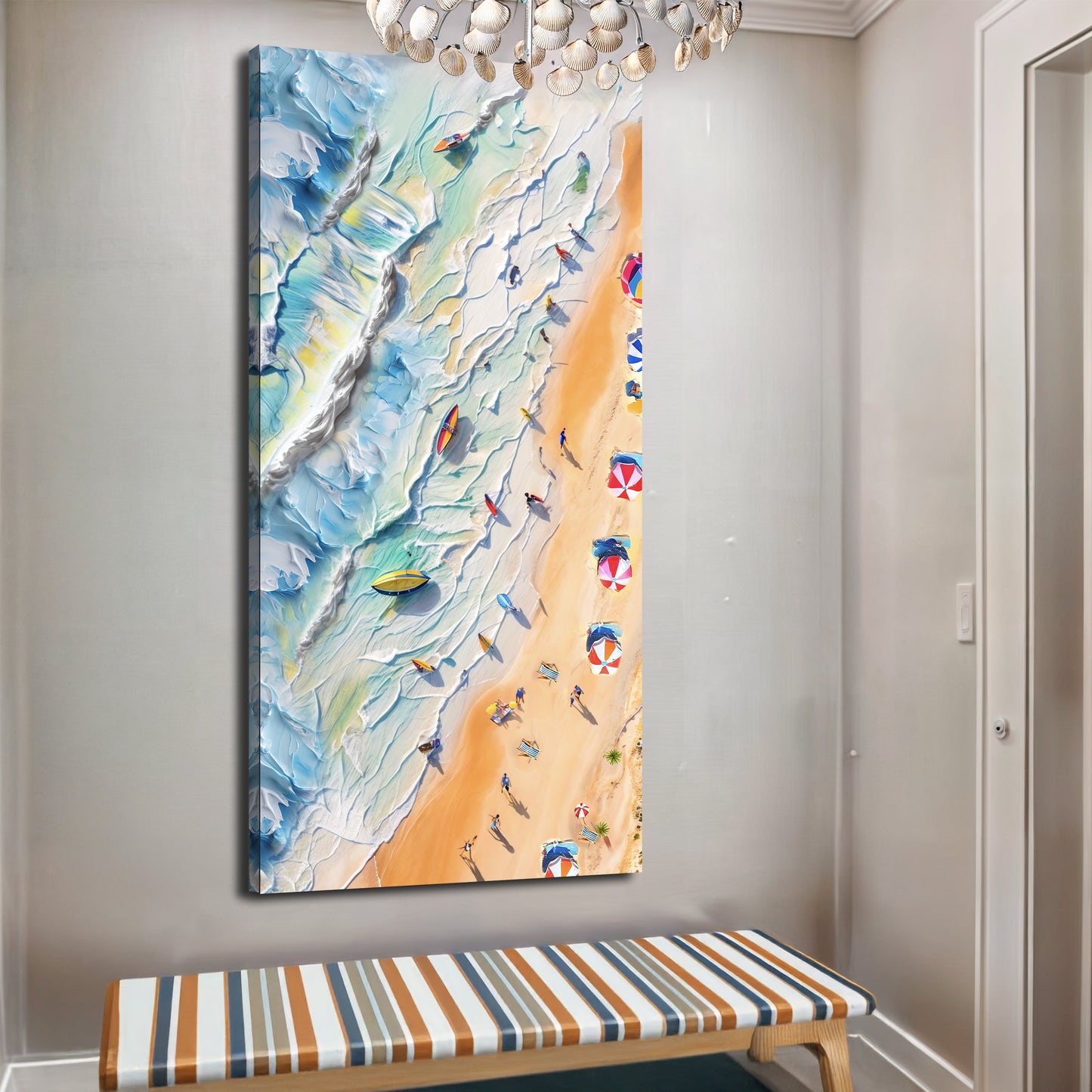 Beach Days Wall Art III canvas Tailored Canvases; vibrant beach scene with waves and umbrellas on Tampa Home & Garden Store