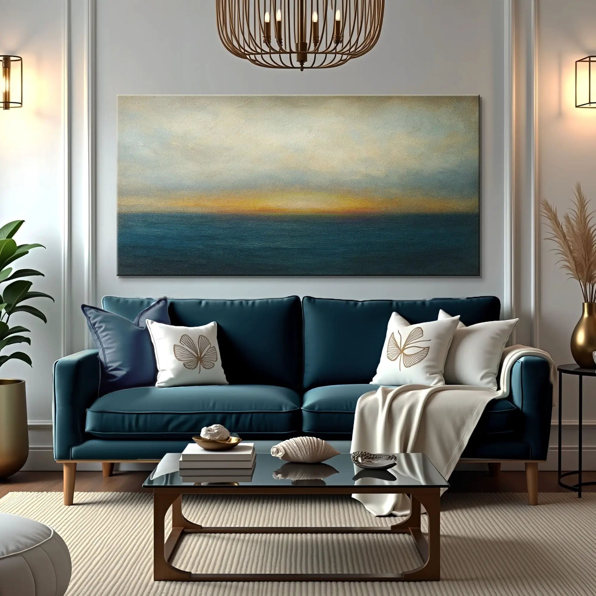 Waterscape Abstract Wall Art V canvas seascape blue teal horizon Tailored Canvases on Tampa Home & Garden Store