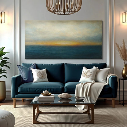 Waterscape Abstract Wall Art V canvas seascape blue teal horizon Tailored Canvases on Tampa Home & Garden Store