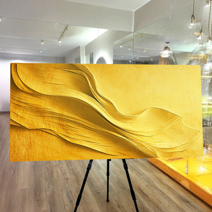 Gold minimalist wall art canvas by Tailored Canvases with textured gold wave design on Tampa Home & Garden Store