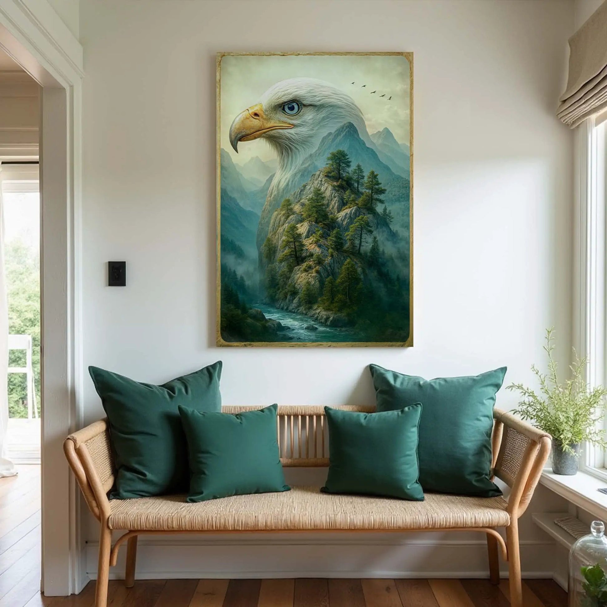 Eagle Over The Canyon Double Exposure Wall Art canvas by Tailored Canvases, mountain landscape on Tampa Home & Garden Store