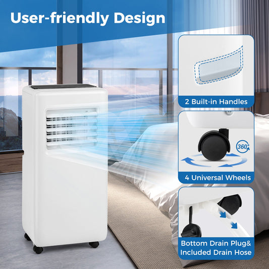 3-in-1 8000 BTU Portable Air Conditioner with Remote Control-White - Tampa Home & Garden Store