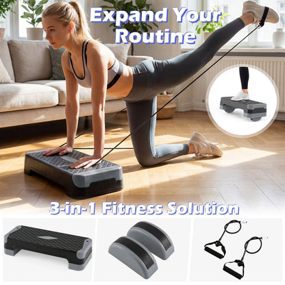 3-in-1 Aerobic Step Platform with Risers