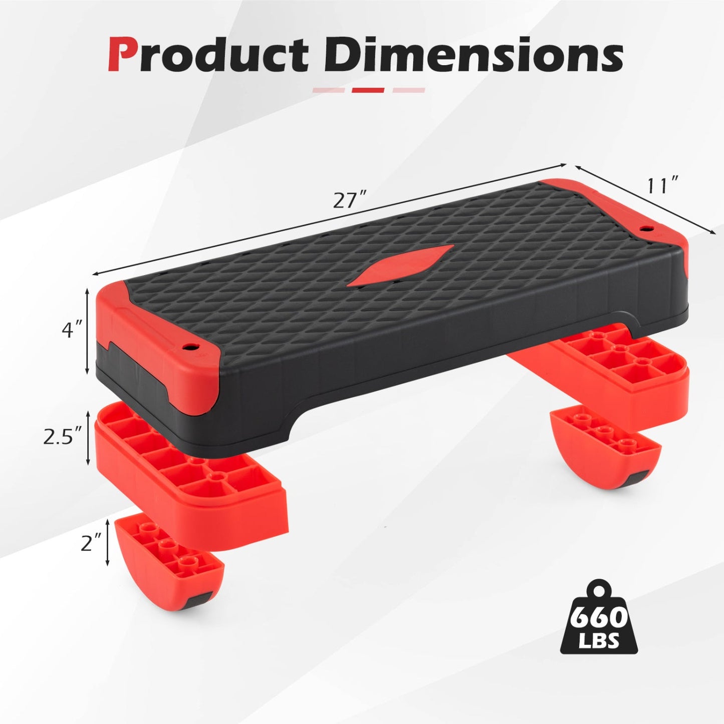 3-in-1 Aerobic Step Platform with Risers