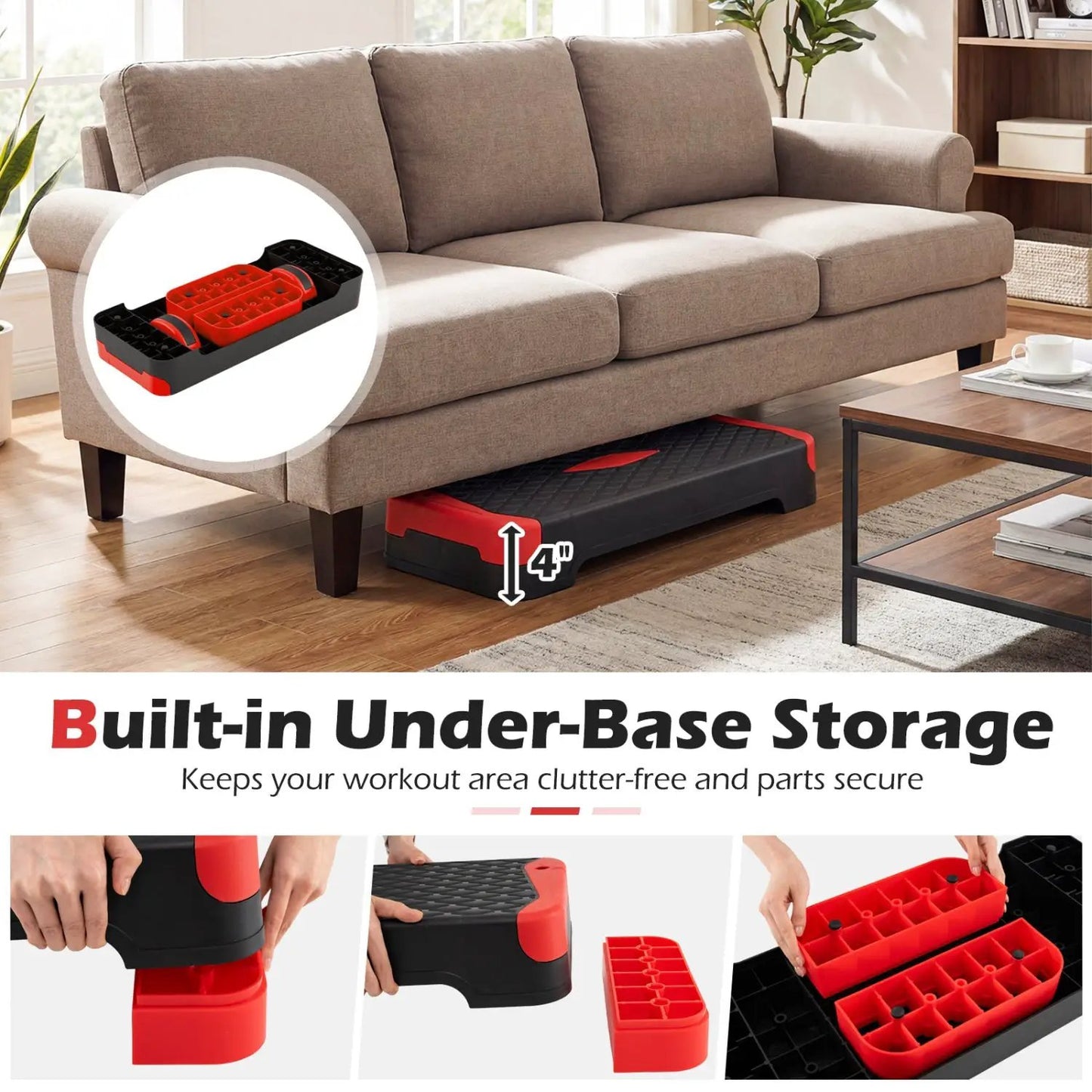 3-in-1 Aerobic Step Platform with Risers
