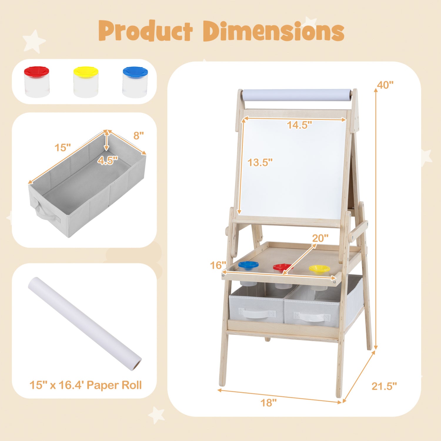 3-in-1 Kids Art Easel, wooden with magnetic whiteboard and chalkboard, DirectDeals on Tampa Home & Garden Store