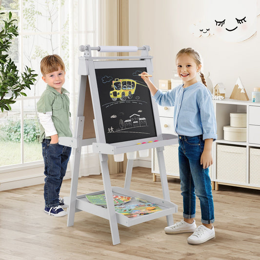 3-in-1 Double-sided Art Easel with Chalkboard and Magnetic Whiteboard - Tampa Home & Garden Store