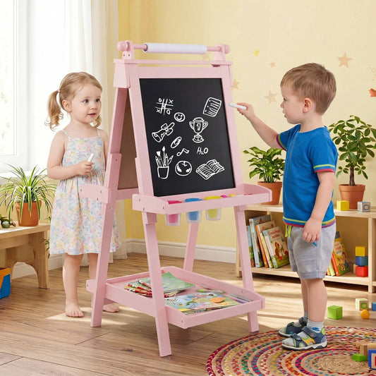 DirectDeals pink double-sided kids art easel with chalkboard and whiteboard, kids drawing on Tampa Home & Garden Store