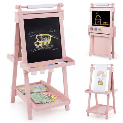 Double-Sided Kids Art Easel with Chalkboard