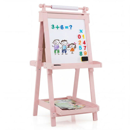 Double-Sided Kids Art Easel with Chalkboard