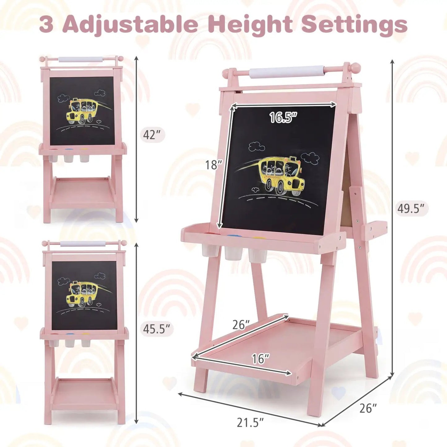Double-Sided Kids Art Easel with Chalkboard