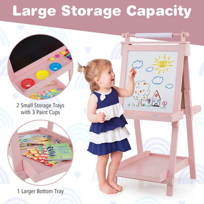 Double-Sided Kids Art Easel with Chalkboard
