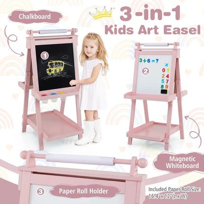 Double-Sided Kids Art Easel with Chalkboard
