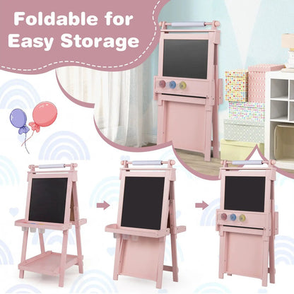 Double-Sided Kids Art Easel with Chalkboard