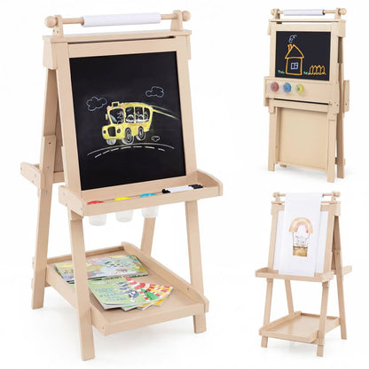 Double-Sided Kids Art Easel with Chalkboard
