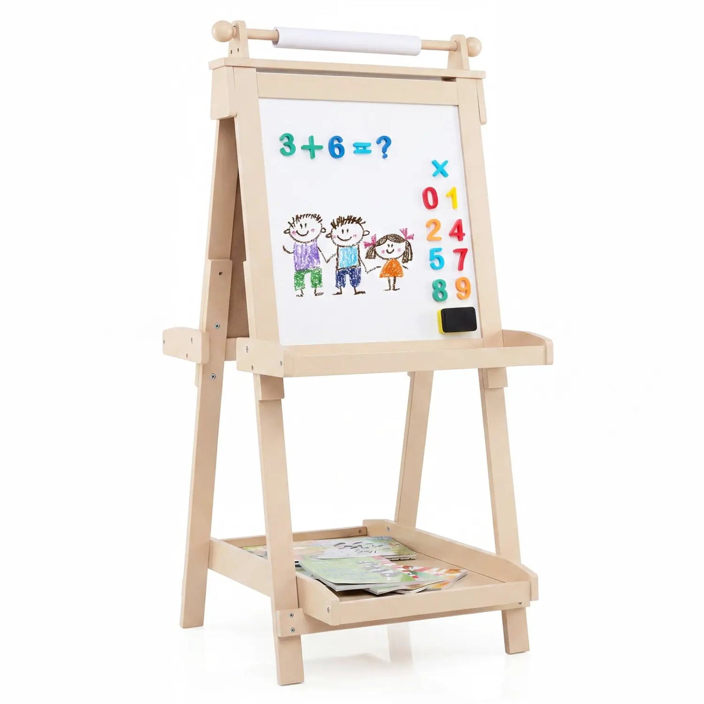 Double-Sided Kids Art Easel with Chalkboard