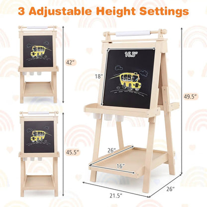 Double-Sided Kids Art Easel with Chalkboard