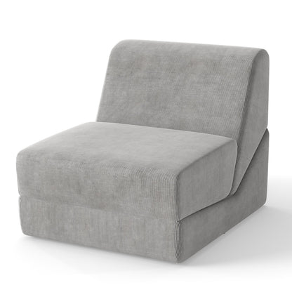 3-in-1 Folding Sofa Bed with Washable Zippered Cover-Gray